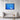 Bold Blue Feline Framed Canvas (Black) / 48 x 32