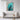 Regal Blue Peacock on Turquoise Canvas Framed Canvas (Black) / 24 x 32