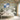Radiant Blues Abstract Circles Framed Canvas (Walnut) / 48 x 32